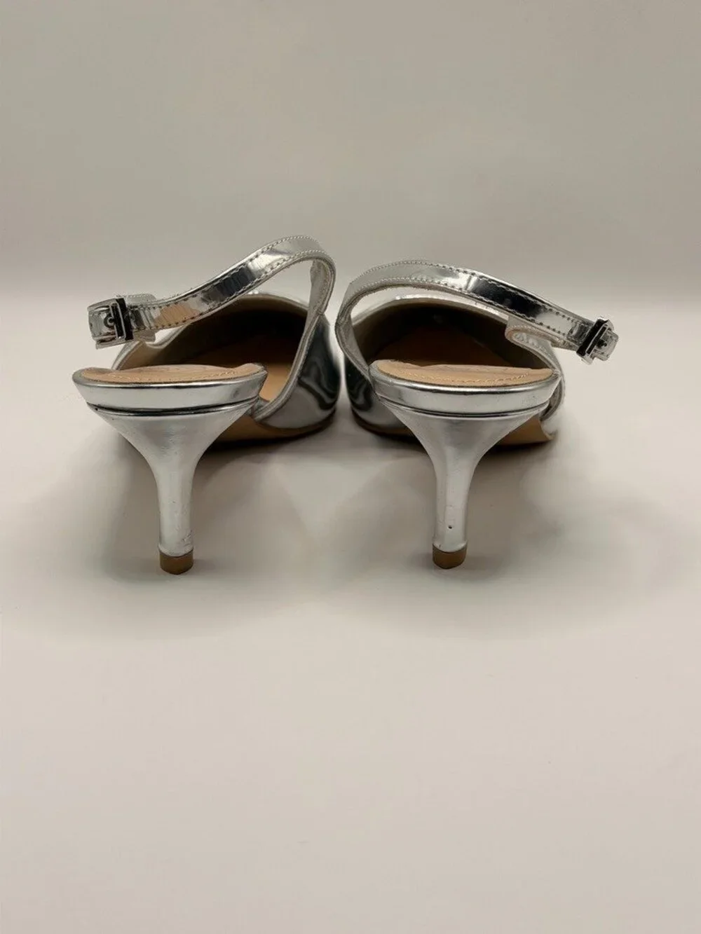 Franco Sarto Womens Kate Silver Slingback Pump Heel Sz 6.5